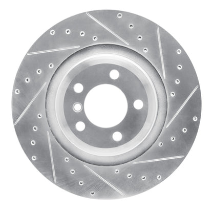 R1 Concepts R1 07-08 BMW ALPINA B7 Rear Right Drilled & Slotted Silver Brake Rotor