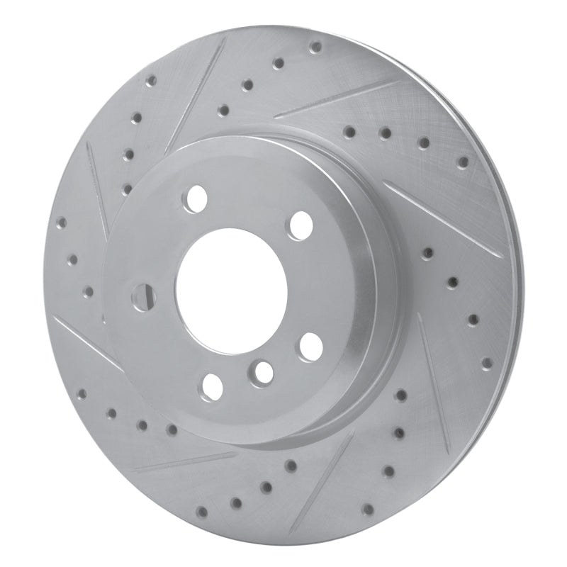 R1 Concepts R1 04-10 BMW X3 Front Left Drilled & Slotted Silver Brake Rotor