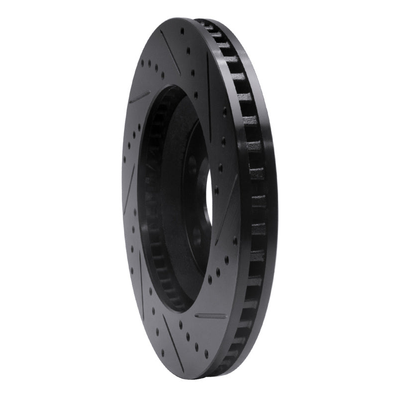 R1 Concepts R1 05-14 Ford Mustang Front Left Drilled & Slotted Black Brake Rotor