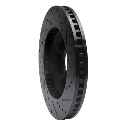 R1 Concepts R1 05-14 Ford Mustang Front Left Drilled & Slotted Black Brake Rotor