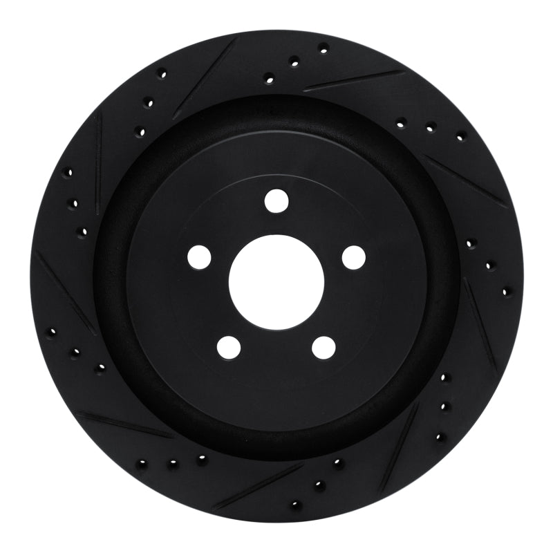 R1 Concepts R1 19-24 Ford Edge Rear Left Drilled & Slotted Black Brake Rotor