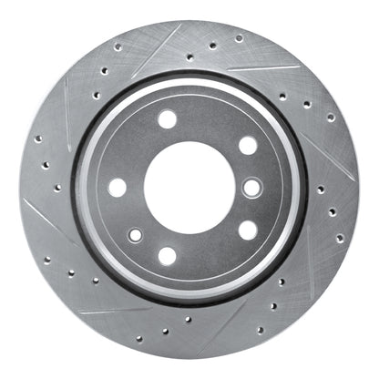 R1 Concepts R1 91-95 BMW 540I Rear Left Drilled & Slotted Silver Brake Rotor