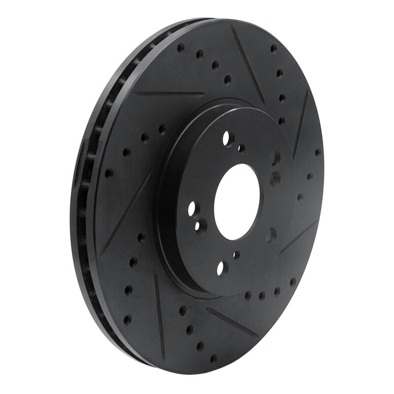 R1 Concepts R1 04-14 Acura TSX Front Right Drilled & Slotted Black Brake Rotor