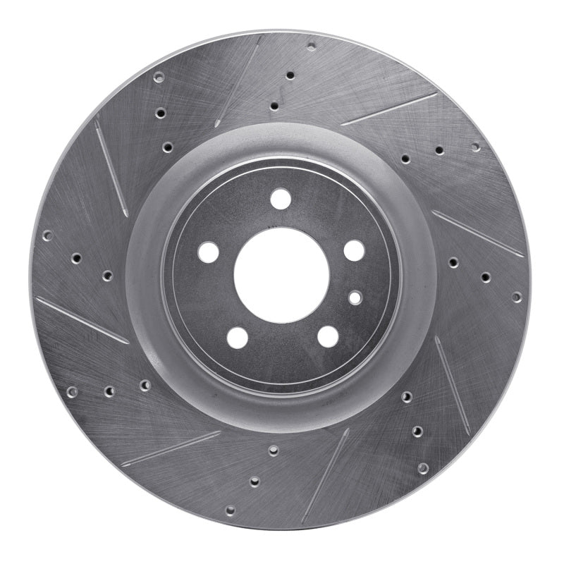 R1 Concepts R1 13-14 Ford Mustang Front Left Drilled & Slotted Silver Brake Rotor
