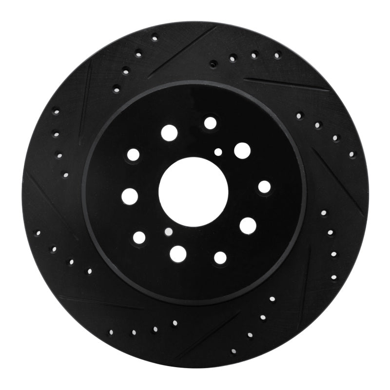R1 Concepts R1 93-98 Toyota Supra Rear Left Drilled & Slotted Black Brake Rotor