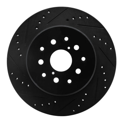 R1 Concepts R1 93-98 Toyota Supra Rear Left Drilled & Slotted Black Brake Rotor