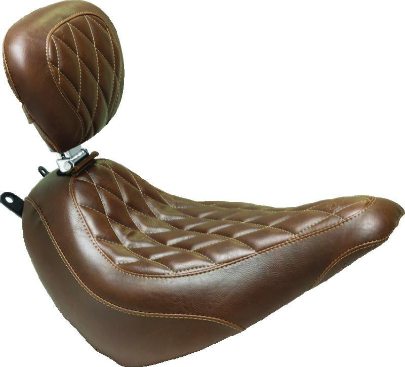 Mustang Motorcycle Mustang 91-05 Harley Dyna Wide Touring Passenger Seat w/Studs - Black