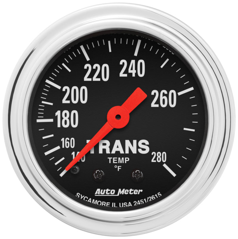 AutoMeter Gauge Trans Temp 2-1/16in. 140-280 Deg. F Mechanical 8ft. Traditional Chrome