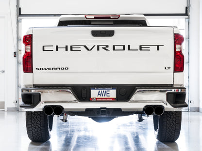 AWE Tuning 4th Gen GM 1500 5.3L 0FG Cat-Back Split Rear Exit (w/ Bumper Cutouts) - Quad Diamond Tips