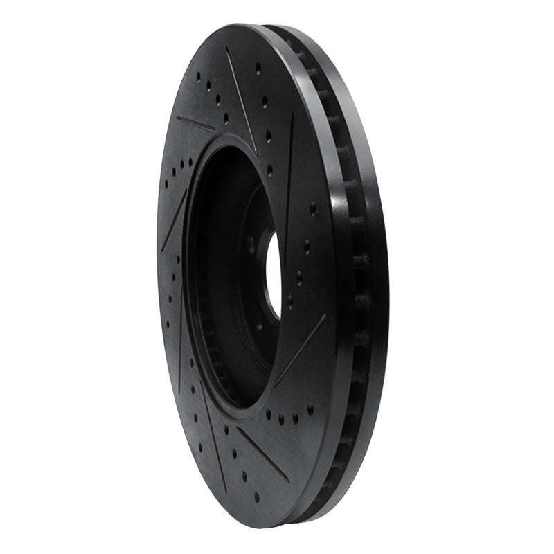 R1 Concepts R1 10-24 Jaguar XF Front Left Drilled & Slotted Black Brake Rotor