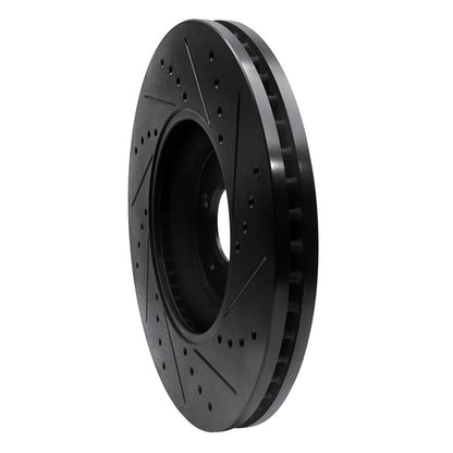 R1 Concepts R1 10-24 Jaguar XF Front Left Drilled & Slotted Black Brake Rotor