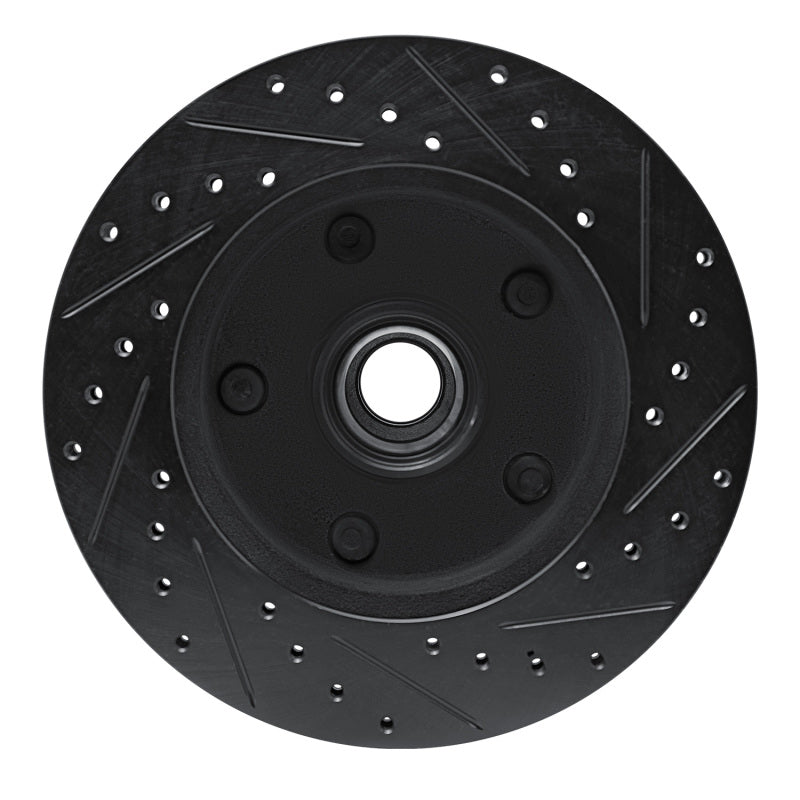 R1 Concepts R1 94-01 Ford F-150 RWD Front Left Drilled & Slotted Black Brake Rotor