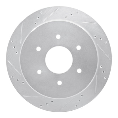 R1 Concepts R1 17-24 Nissan Titan Rear Left Drilled & Slotted Silver Brake Rotor