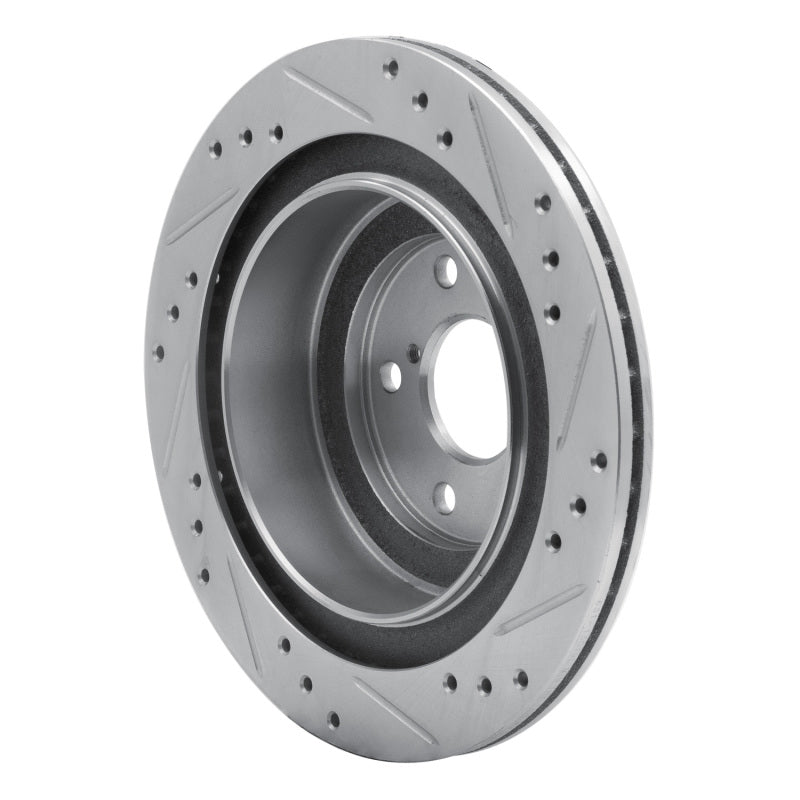 R1 Concepts R1 05-09 Subaru Impreza Rear Left Drilled & Slotted Silver Brake Rotor