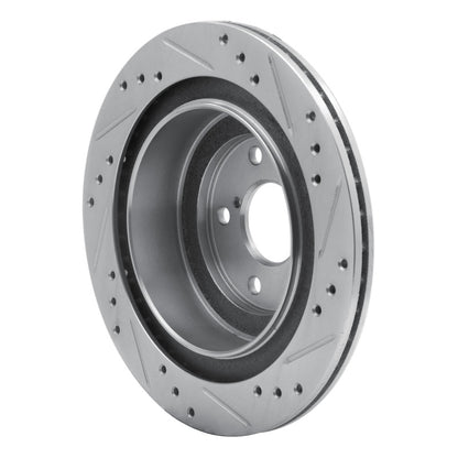 R1 Concepts R1 05-09 Subaru Impreza Rear Left Drilled & Slotted Silver Brake Rotor