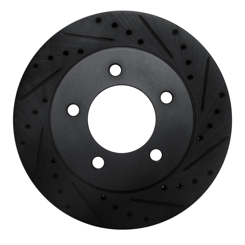 R1 Concepts R1 97-02 Ford Expedition Front Right Drilled & Slotted Black Brake Rotor