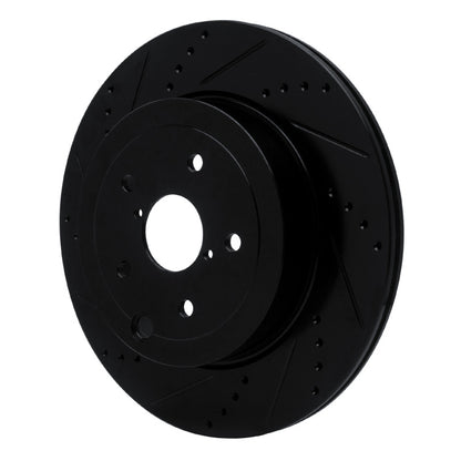 R1 Concepts R1 18-25 Subaru WRX Rear Left Drilled & Slotted Black Brake Rotor