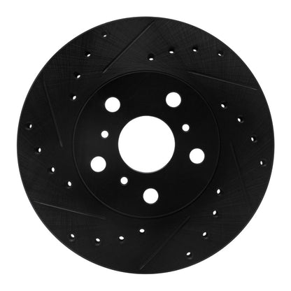 R1 Concepts R1 88-93 Toyota Celica Front Left Drilled & Slotted Black Brake Rotor