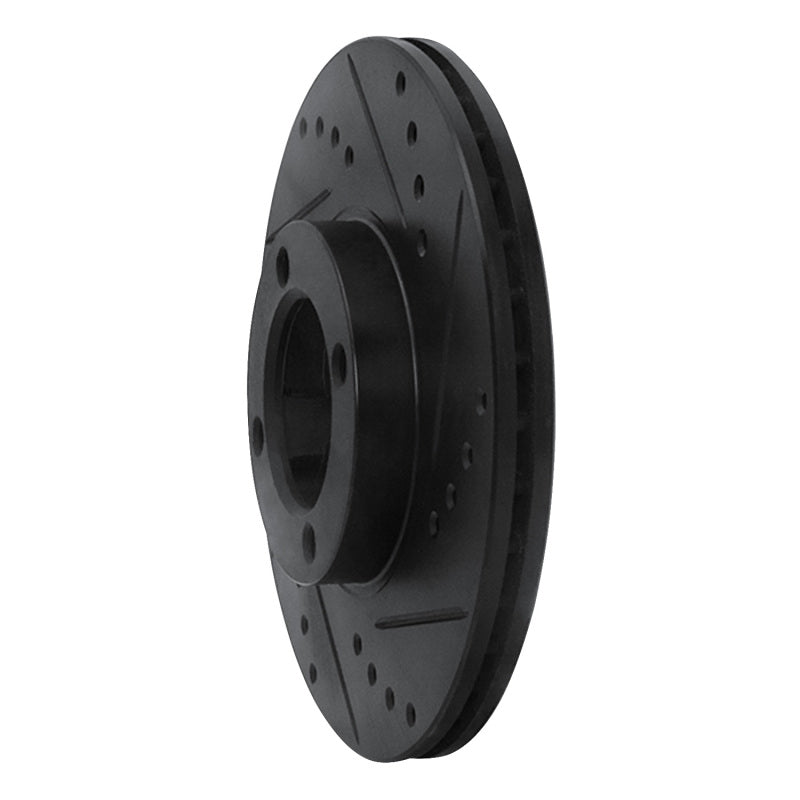 R1 Concepts R1 86-89 Toyota Van Front Right Drilled & Slotted Black Brake Rotor