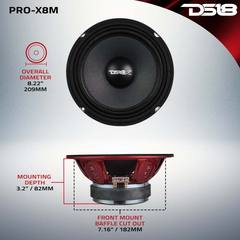 DS18 8in 275 Watts RMS 8 ohm Mid-Range Loudspeaker