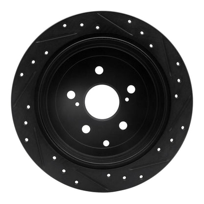 R1 Concepts R1 10-20 Lexus RX450h Rear Left Drilled & Slotted Black Brake Rotor
