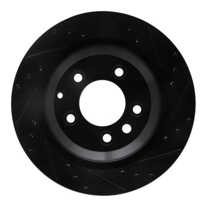 R1 Concepts R1 05-18 Porsche Cayenne Rear Right Drilled & Slotted Black Brake Rotor