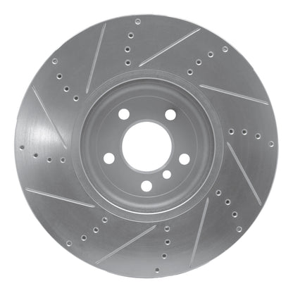 R1 Concepts R1 09-17 BMW 750I Right Front Drilled & Slotted Silver Brake Rotor