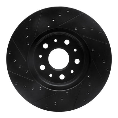 R1 Concepts R1 14-20 Cadillac CT6 Front Right Drilled & Slotted Black Brake Rotor