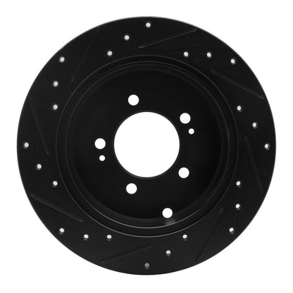 R1 Concepts R1 07-15 Mitsubishi Lancer Rear Right Drilled & Slotted Black Brake Rotor