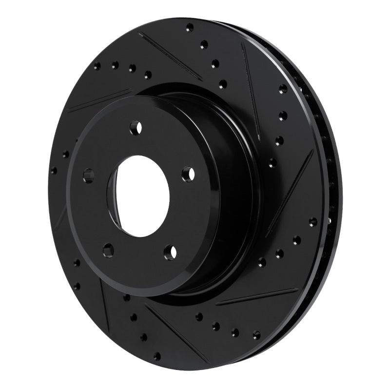 R1 Concepts R1 05-06 Pontiac GTO Front Right Drilled & Slotted Black Brake Rotor