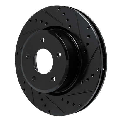 R1 Concepts R1 05-06 Pontiac GTO Front Right Drilled & Slotted Black Brake Rotor