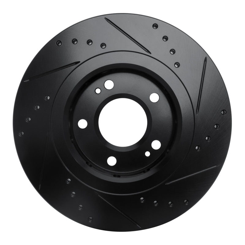 R1 Concepts R1 09-15 Mitsubishi Lancer Front Right Drilled & Slotted Black Brake Rotor
