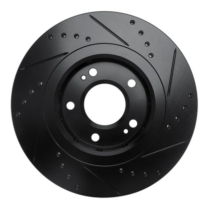 R1 Concepts R1 09-15 Mitsubishi Lancer Front Right Drilled & Slotted Black Brake Rotor