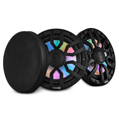DS18 Marine 8in 2-Way 175 Watts RMS 4 ohm Digital LED Lights Bullet Tweeter Covers Included Black