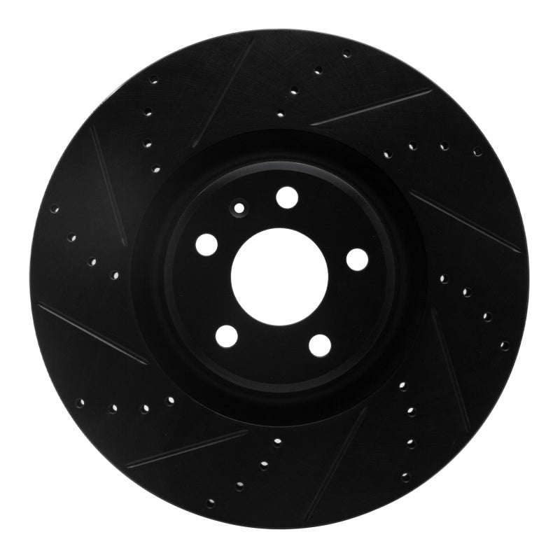 R1 Concepts R1 12-18 Audi A7 Quattro Front Left Drilled & Slotted Black Brake Rotor