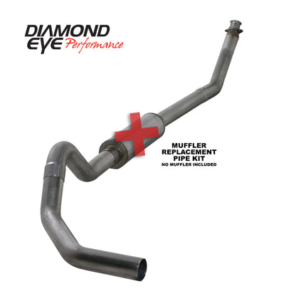 Diamond Eye Performance Diamond Eye KIT 4in Turbo Back MFLR RPLCMENT PIPE SGL SS: 98.5-02 DODGE CUMMINS 5.9L