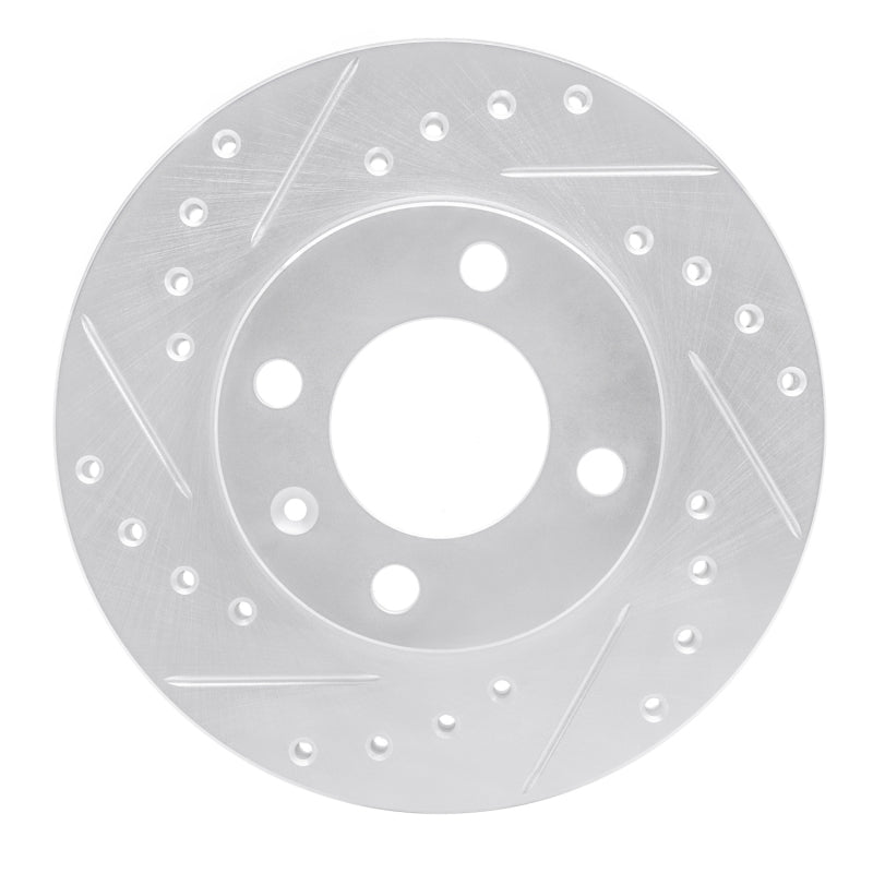 R1 Concepts R1 80-08 Audi 4000 Front Left Drilled & Slotted Silver Brake Rotor