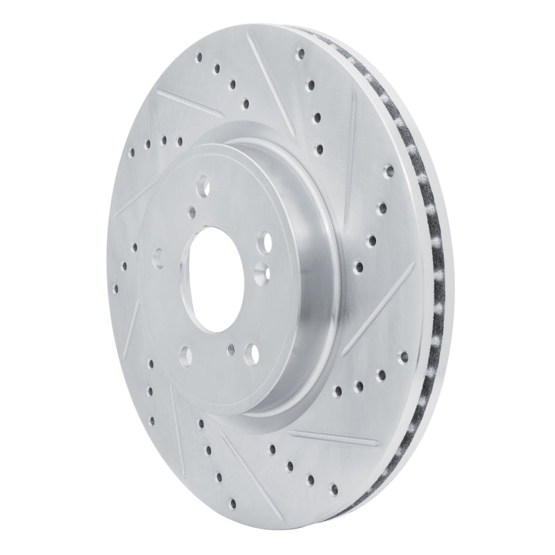 R1 Concepts R1 2013-2025 Acura ILX Front Right Drilled & Slotted Silver Brake Rotor