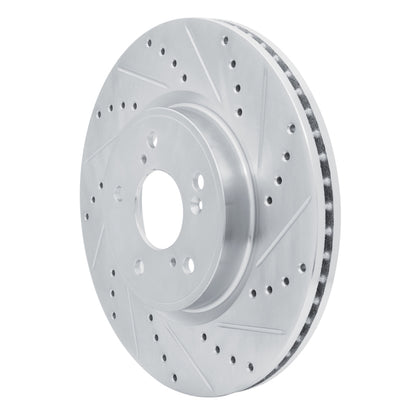 R1 Concepts R1 2013-2025 Acura ILX Front Right Drilled & Slotted Silver Brake Rotor