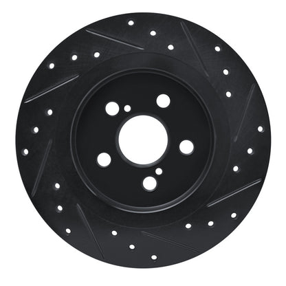 R1 Concepts R1 11-17 Lexus CT200H Rear Left Drilled & Slotted Black Brake Rotor