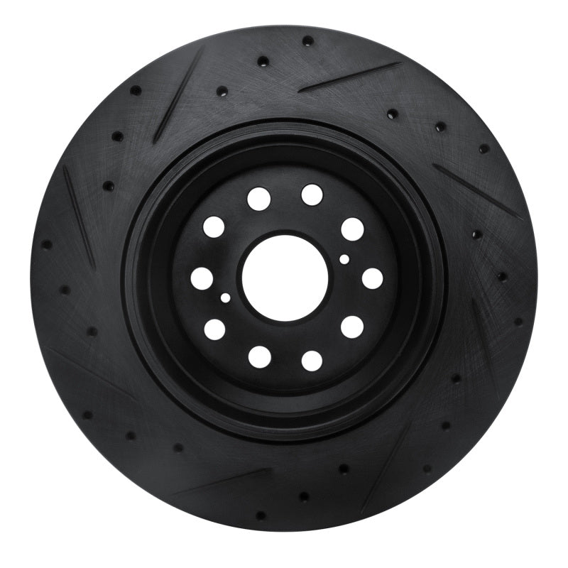 R1 Concepts R1 07-17 Lexus LS460 Right Rear Drilled & Slotted Black Brake Rotor