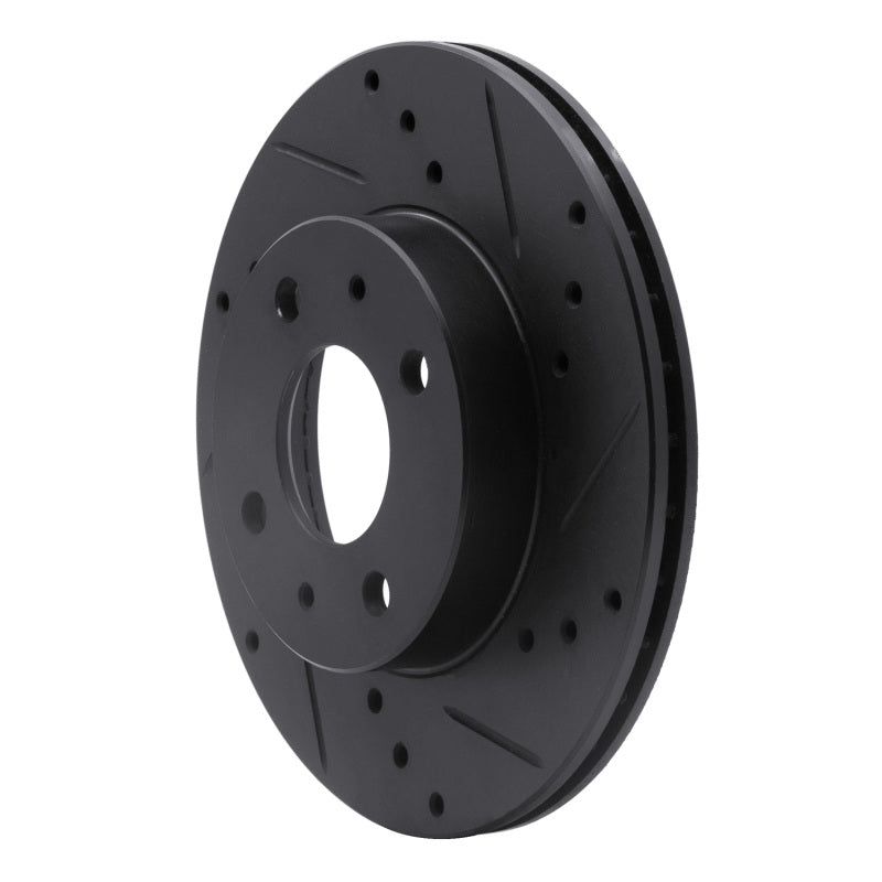 R1 Concepts R1 95-00 Nissan Sentra Front Right Drilled & Slotted Black Brake Rotor