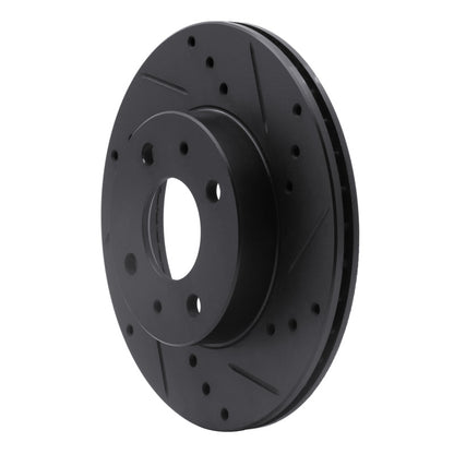 R1 Concepts R1 95-00 Nissan Sentra Front Right Drilled & Slotted Black Brake Rotor