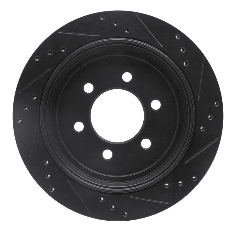 R1 Concepts R1 07-17 Ford Expedition Rear Left Drilled & Slotted Black Brake Rotor