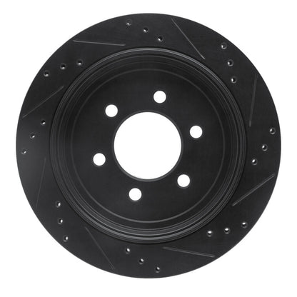 R1 Concepts R1 07-17 Ford Expedition Rear Left Drilled & Slotted Black Brake Rotor