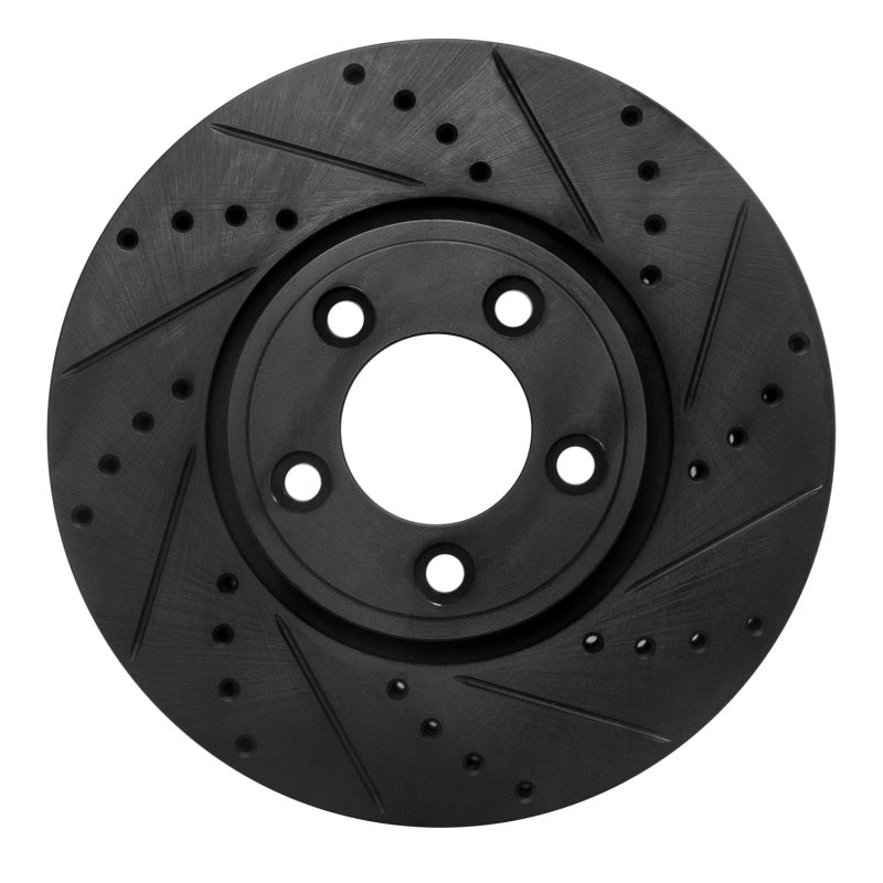 R1 Concepts R1 06-08 Jaguar S-Type Front Right Drilled & Slotted Black Brake Rotor