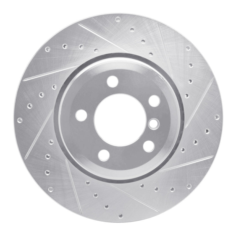 R1 Concepts R1 05-08 BMW 750LI Rear Right Drilled & Slotted Silver Brake Rotor