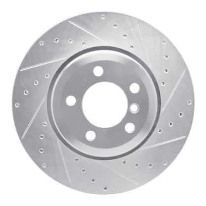 R1 Concepts R1 05-08 BMW 750LI Rear Right Drilled & Slotted Silver Brake Rotor