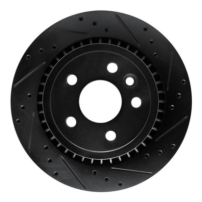 R1 Concepts R1 10-17 Volvo XC60 Rear Right Drilled & Slotted Black Brake Rotor