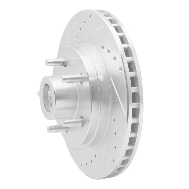 R1 Concepts R1 84-87 Lincoln Mark VII Front Left Drilled & Slotted Silver Brake Rotor